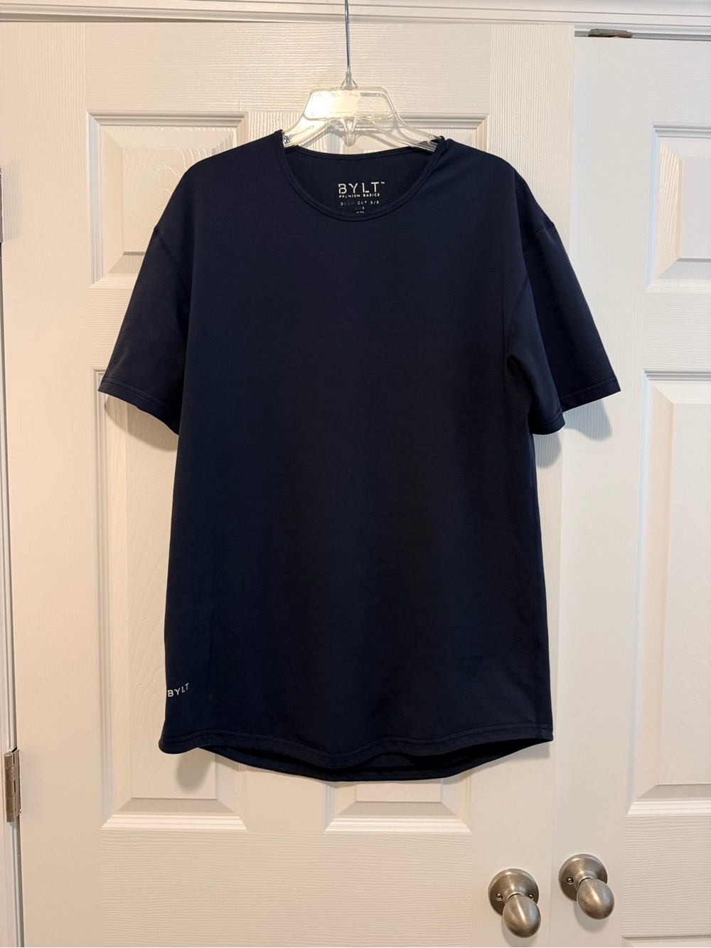 BYLT Basics Navy Drop Cut Lux Short Sleeve
